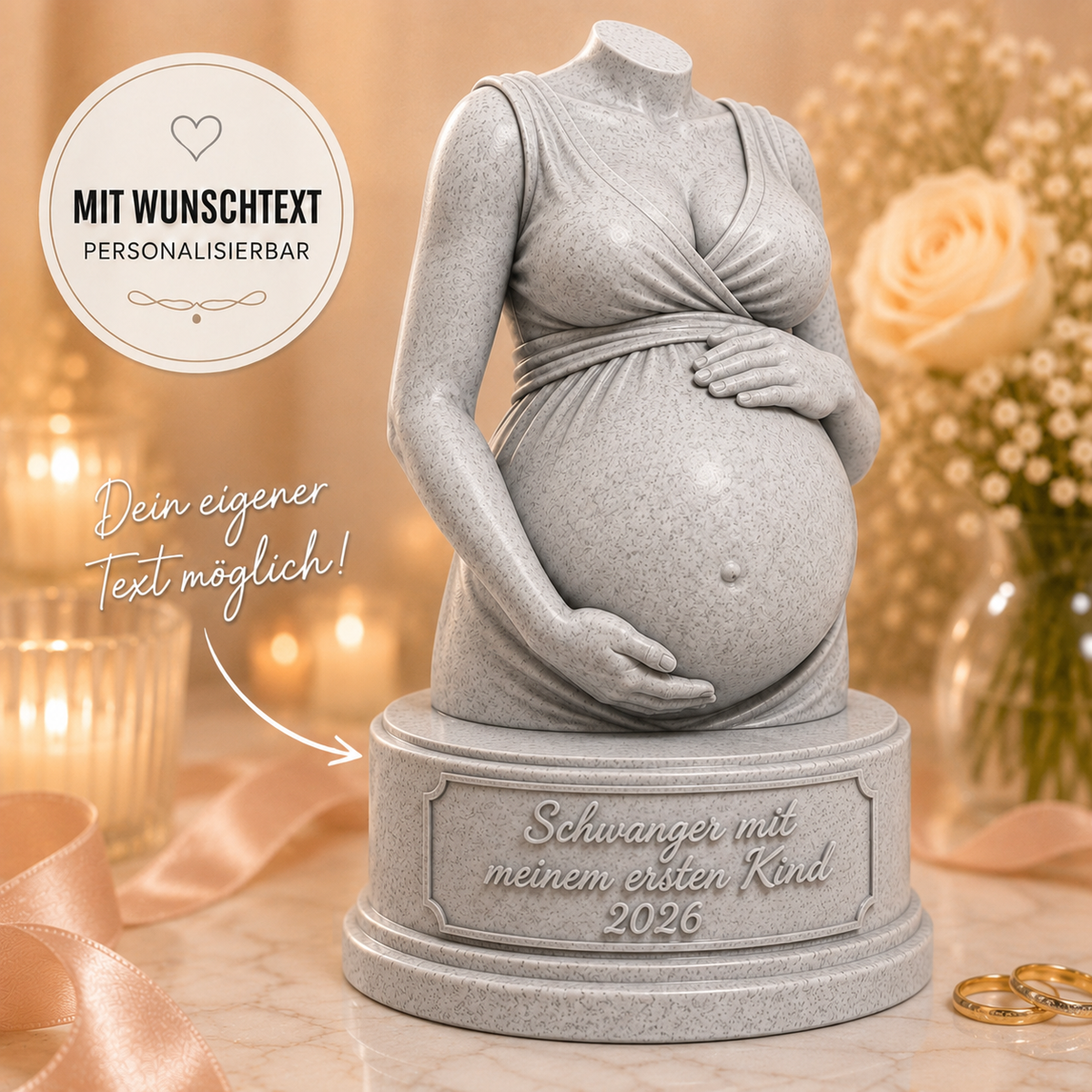 Schwangerschaftsfigur mit Wunschtext