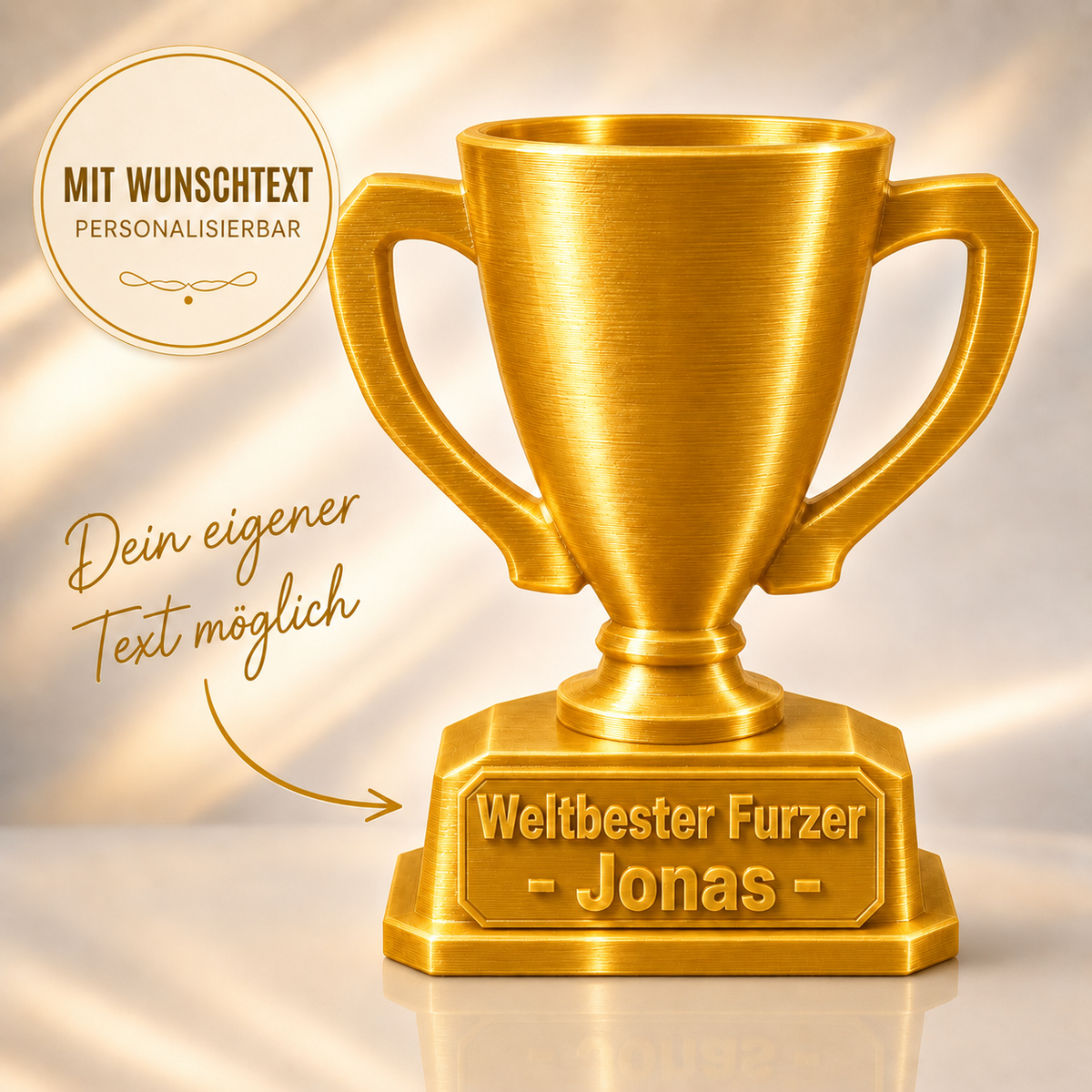 3D-Pokal mit Wunschtext