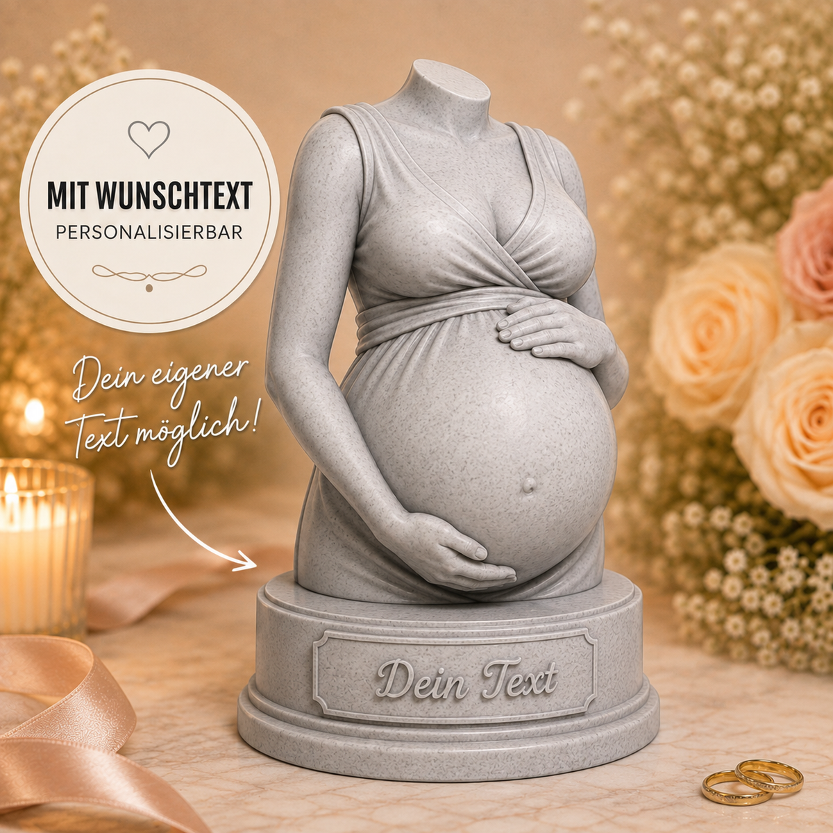 Schwangerschaftsfigur mit Wunschtext