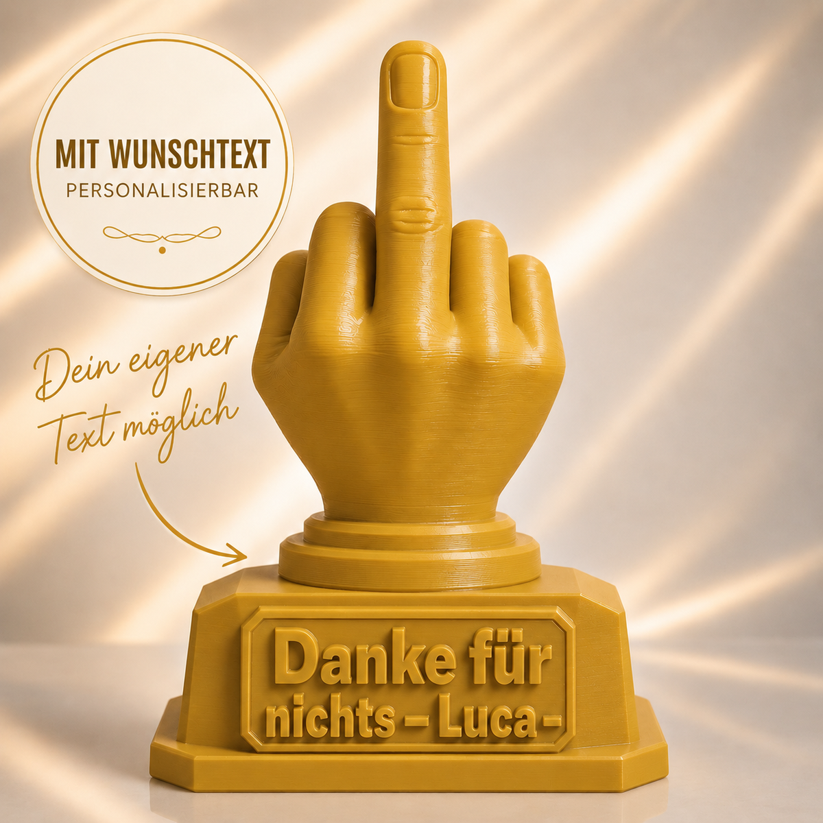 Mittelfinger-Pokal mit Wunschtext